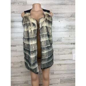 Indigo Saints Faux Fur Knit Sweater Vest Size Large